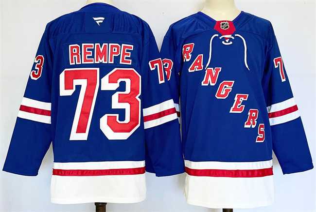 Mens New York Rangers #73 Matt Rempe Royal 2024-25 Home With A Patch Stitched Hockey Jersey